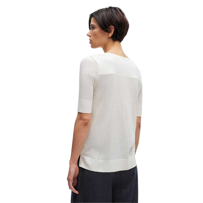 White - Back - Boss Womens-Ladies Eleanza Silk Short-Sleeved Top