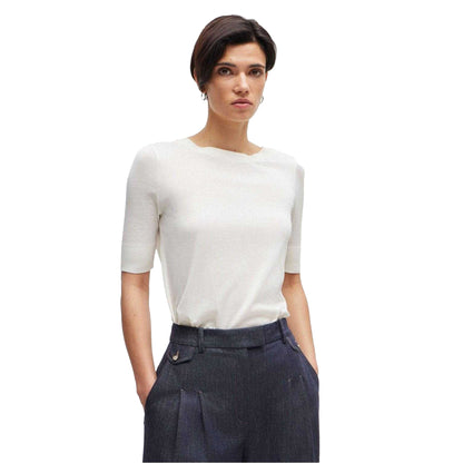 White - Side - Boss Womens-Ladies Eleanza Silk Short-Sleeved Top