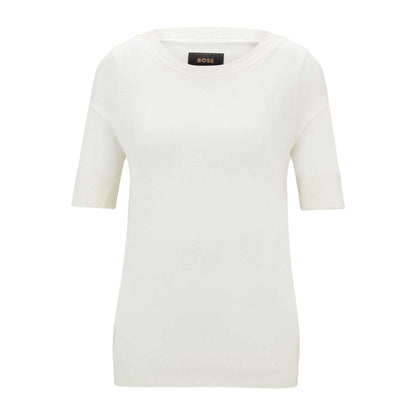 White - Front - Boss Womens-Ladies Eleanza Silk Short-Sleeved Top