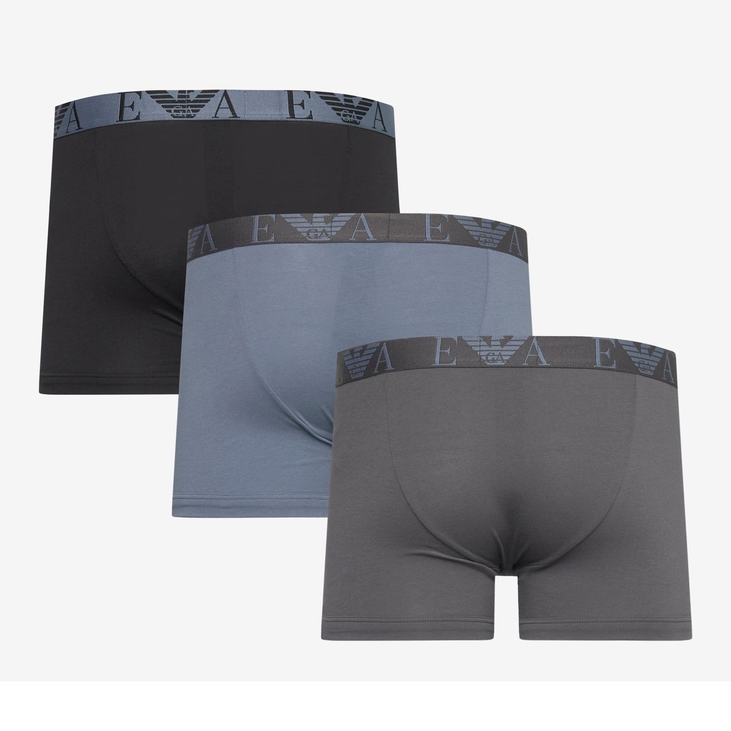 Blue-Grey-Black - Back - Emporio Armani Mens Boxer Shorts (Pack of 3)