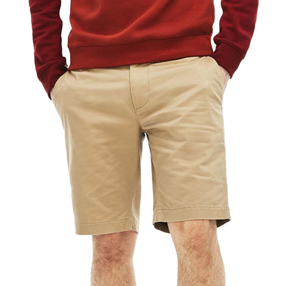 Beige - Back - Lacoste Mens Cotton Stretch Slim Casual Shorts