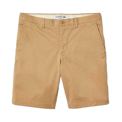 Beige - Front - Lacoste Mens Cotton Stretch Slim Casual Shorts
