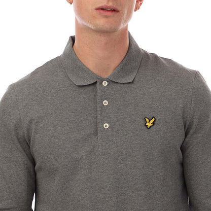 Grey - Side - Lyle & Scott Mens Long-Sleeved Polo Shirt