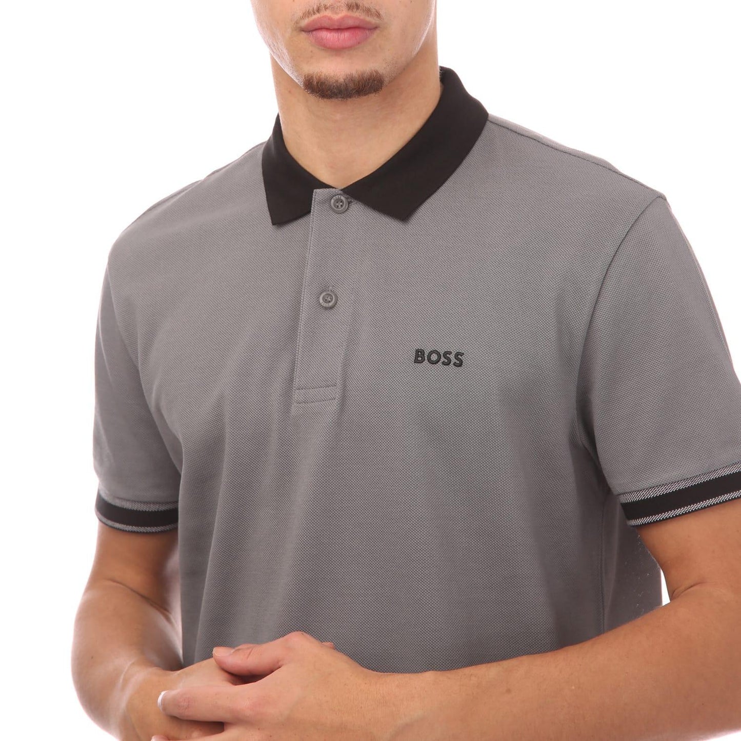 Grey - Side - Hugo Boss Mens Paddy 8 Polo Shirt