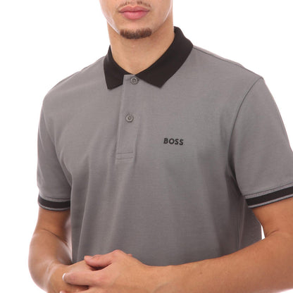 Grey - Side - Hugo Boss Mens Paddy 8 Polo Shirt