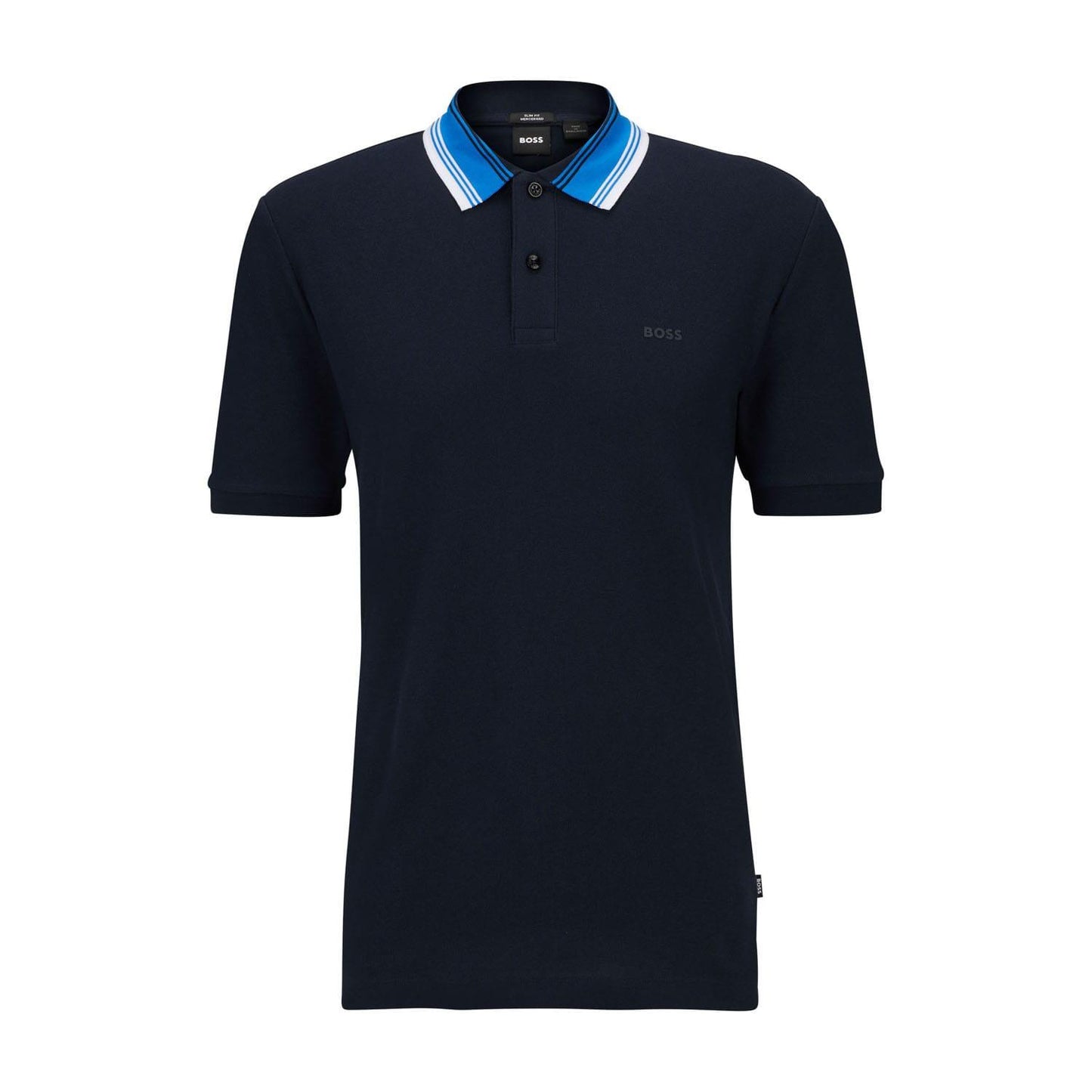 Dark Blue-Light Blue - Front - Boss Mens Phillipson 116 Polo Shirt