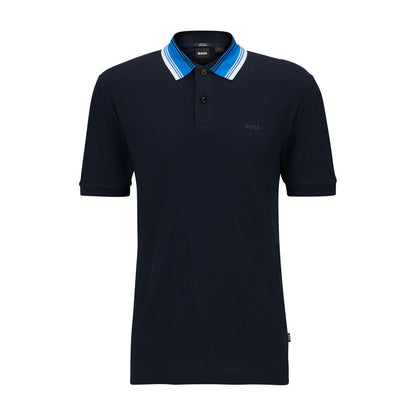 Dark Blue-Light Blue - Front - Boss Mens Phillipson 116 Polo Shirt