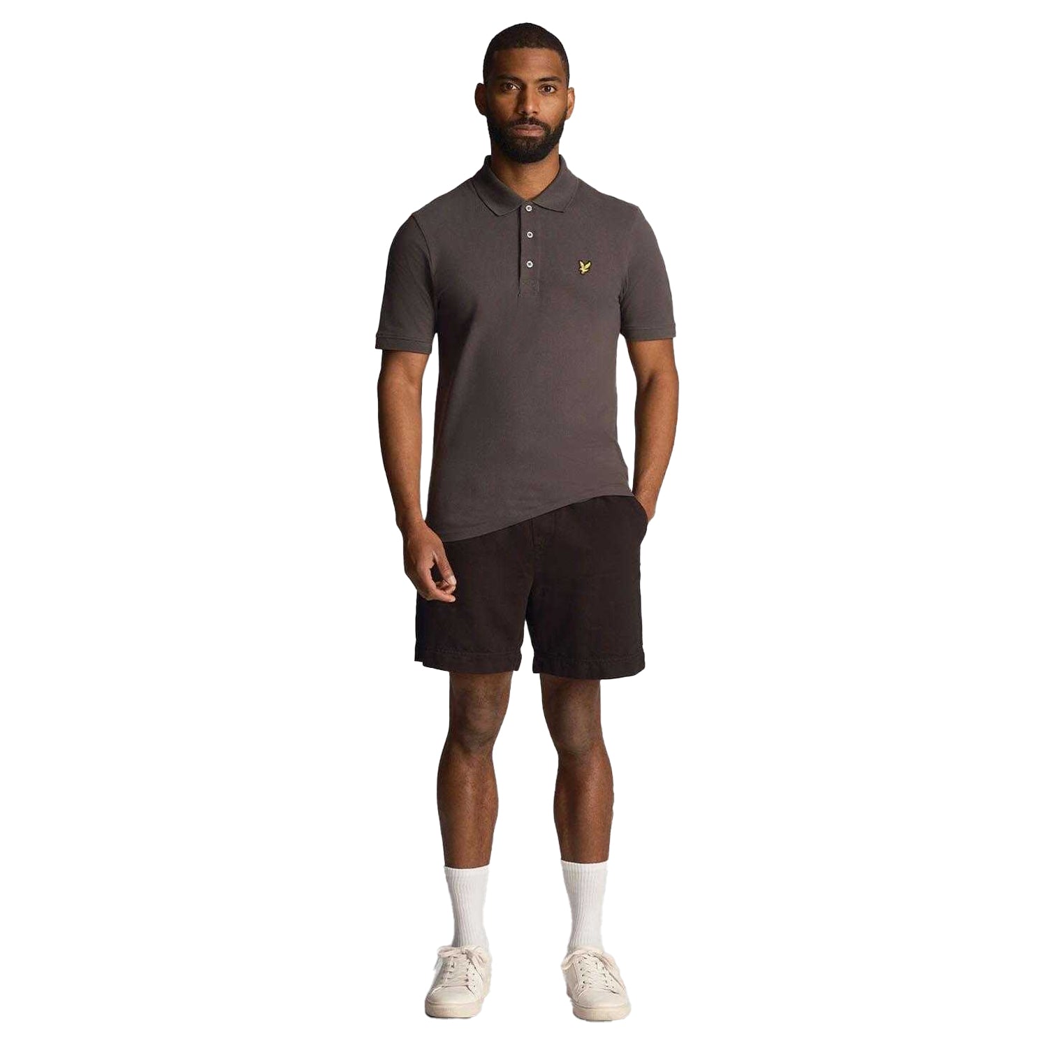 Black - Side - Lyle & Scott Mens Linen Shorts