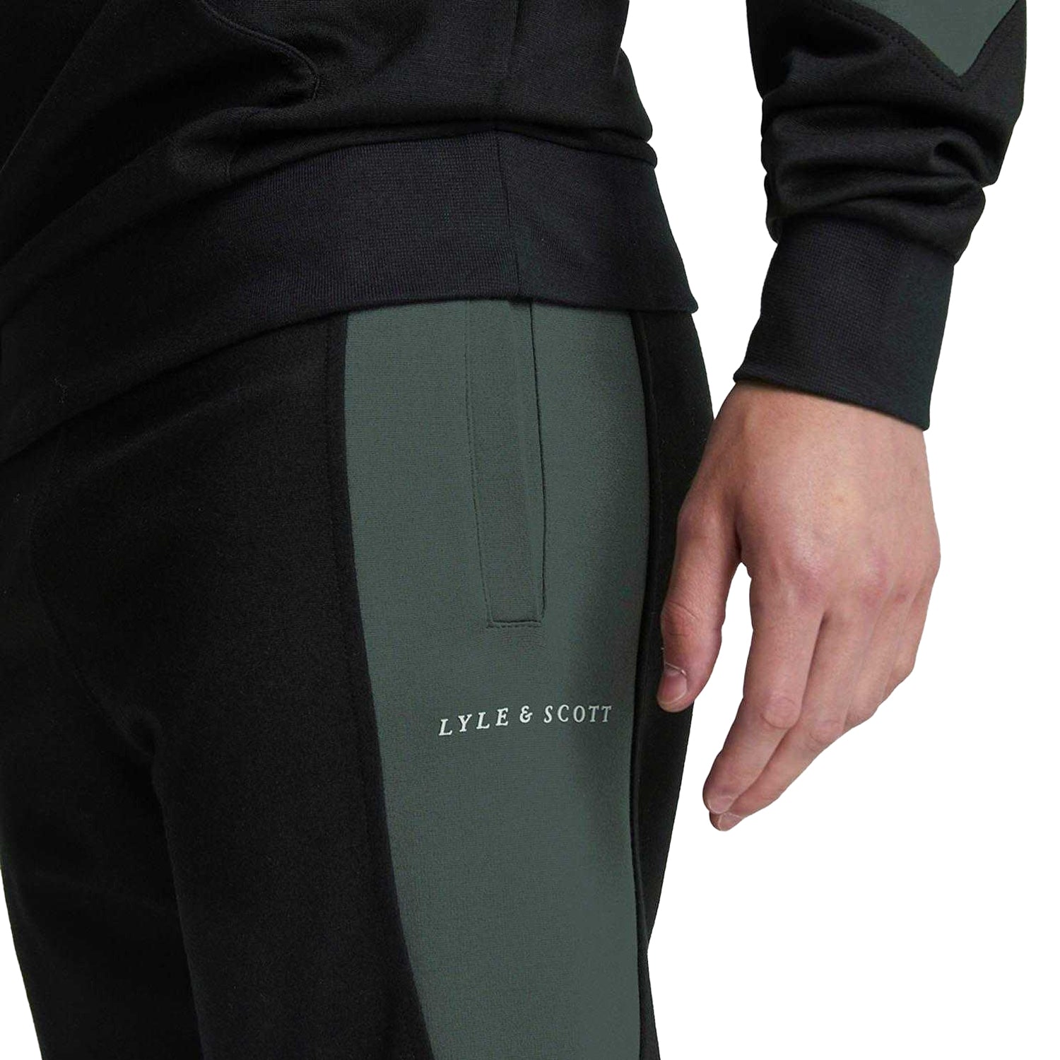 Black - Pack Shot - Lyle & Scott Mens Colour Block Jogging Bottoms