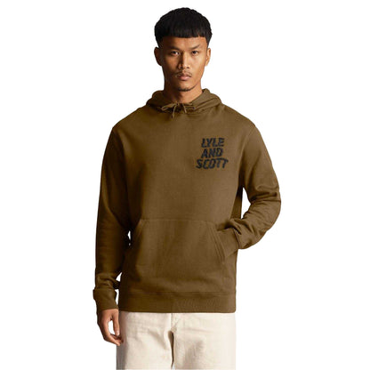 Olive - Side - Lyle & Scott Mens Ripple Logo Hoodie