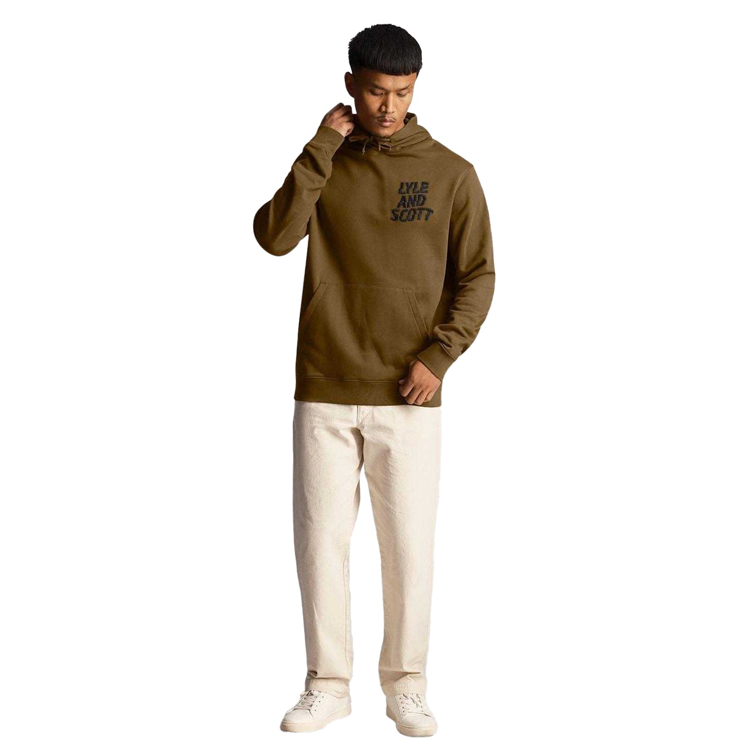 Olive - Lifestyle - Lyle & Scott Mens Ripple Logo Hoodie