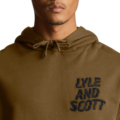 Olive - Pack Shot - Lyle & Scott Mens Ripple Logo Hoodie