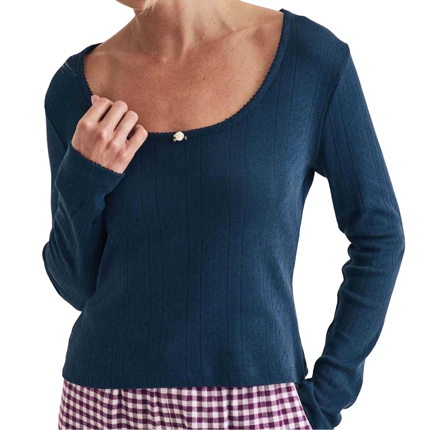 Blue - Lifestyle - Nobody´s Child Womens-Ladies Pointelle Long-Sleeved Pyjama Top