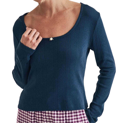 Blue - Lifestyle - Nobody´s Child Womens-Ladies Pointelle Long-Sleeved Pyjama Top