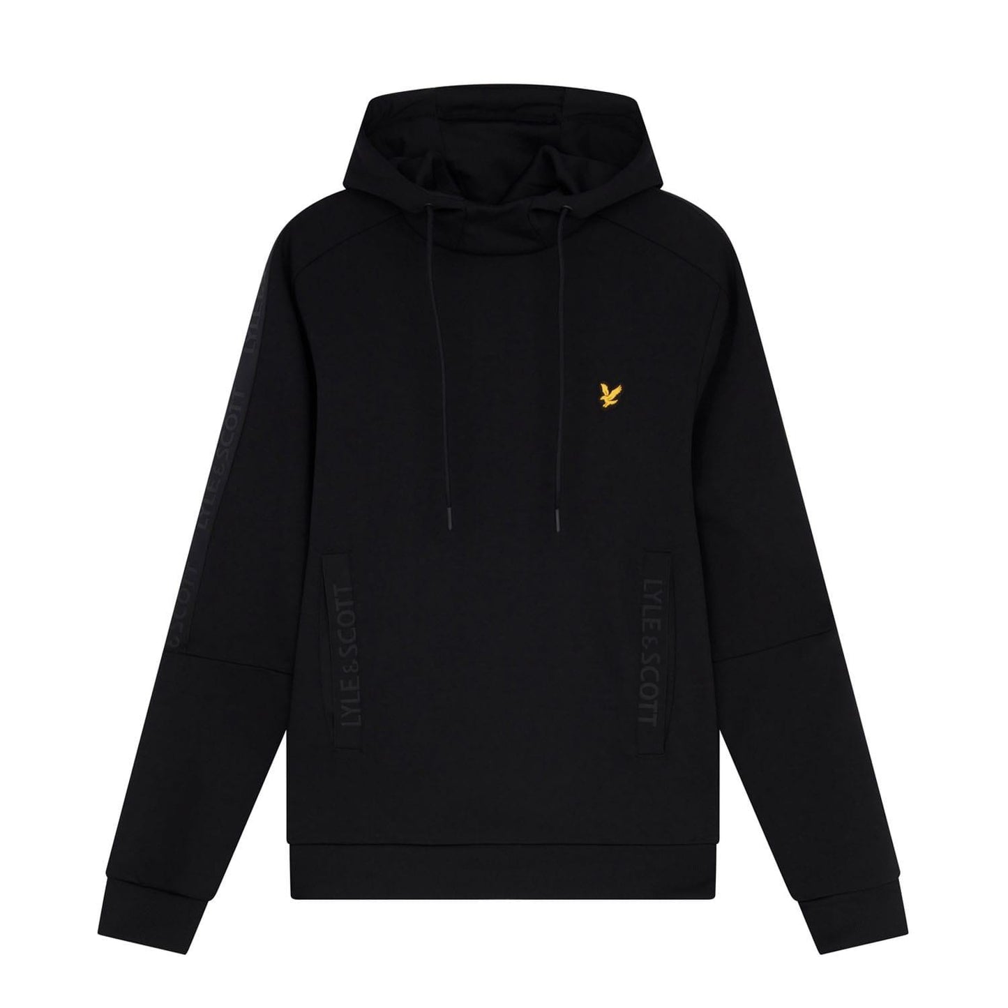 Black - Front - Lyle & Scott Mens Branded Pocket Hoodie