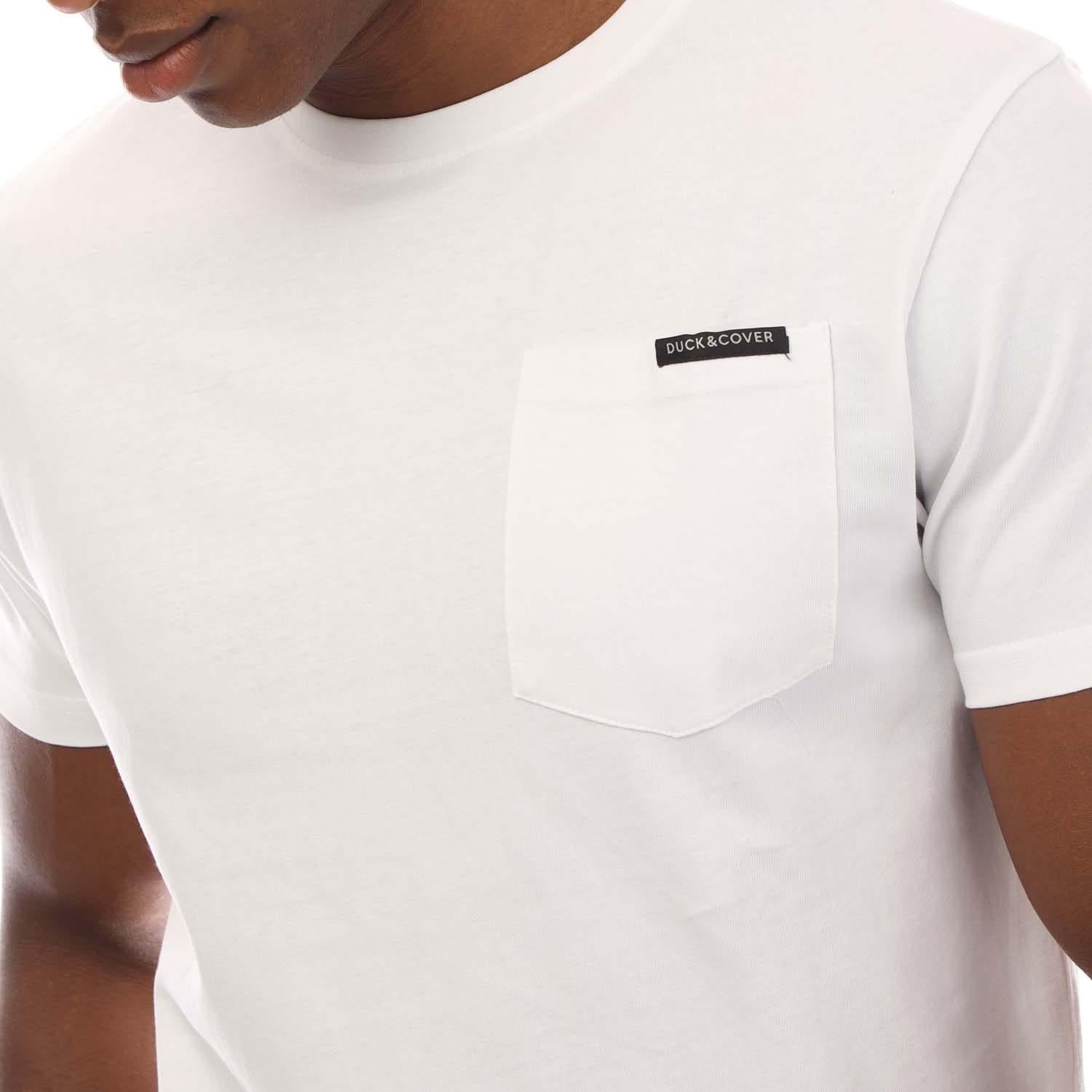 White - Side - Duck and Cover Mens Treymere T-Shirt