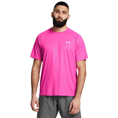 Pink - Side - Under Armour Mens Tech Embossed T-Shirt