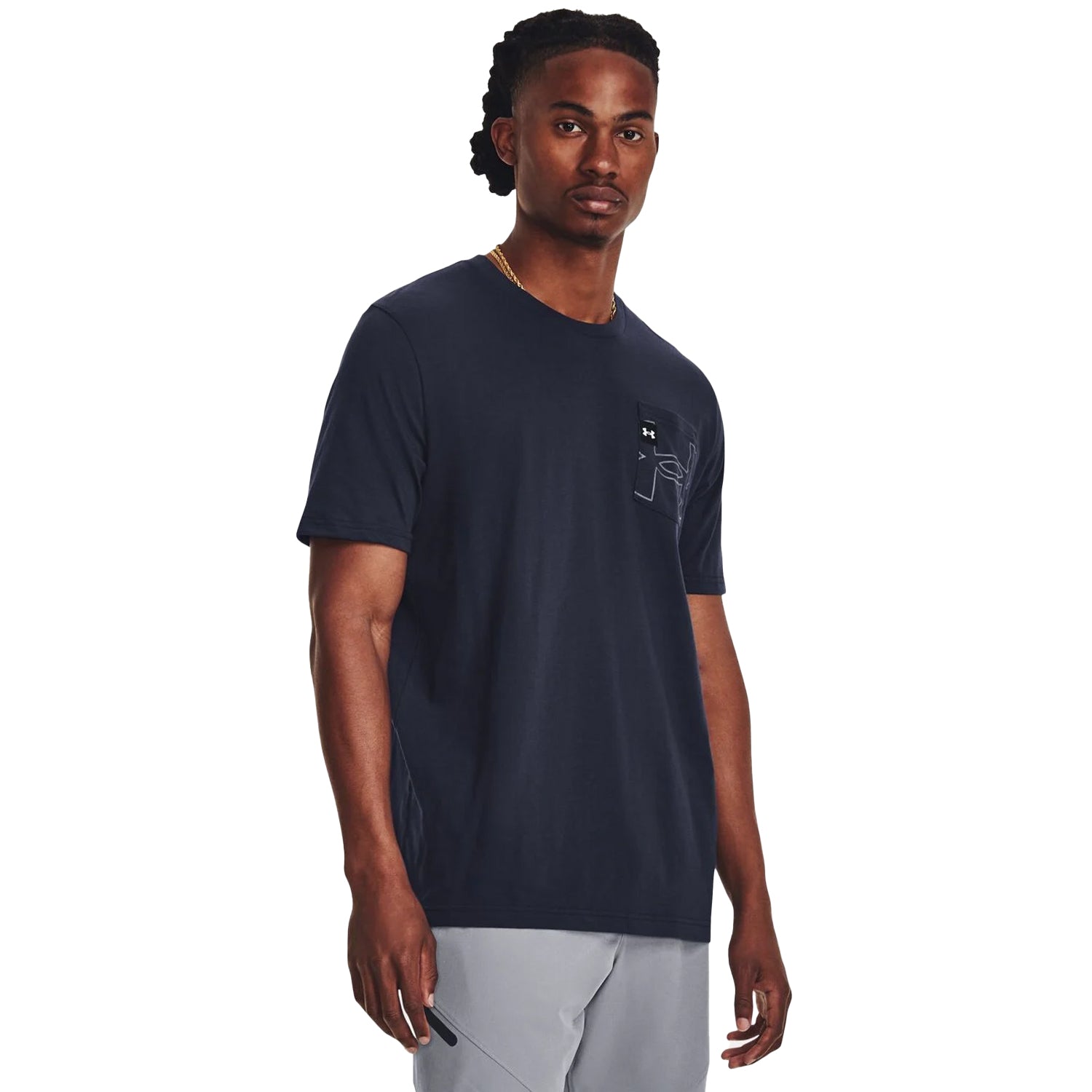 Blue - Side - Under Armour Mens Elevated Core Pocket Short-Sleeved T-Shirt