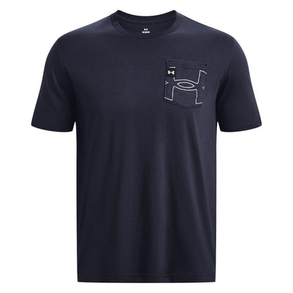 Blue - Front - Under Armour Mens Elevated Core Pocket Short-Sleeved T-Shirt