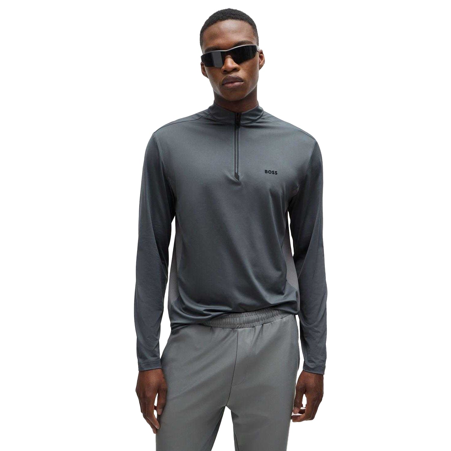 Beige - Side - Hugo Boss Mens Logo Reflective Sweatshirt