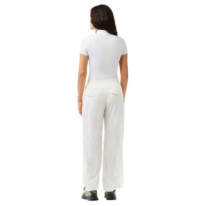 White - Back - Lacoste Womens-Ladies Nylon Wide Leg Jogging Bottoms