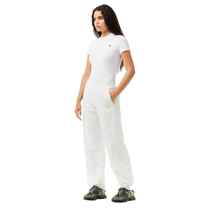 White - Lifestyle - Lacoste Womens-Ladies Nylon Wide Leg Jogging Bottoms