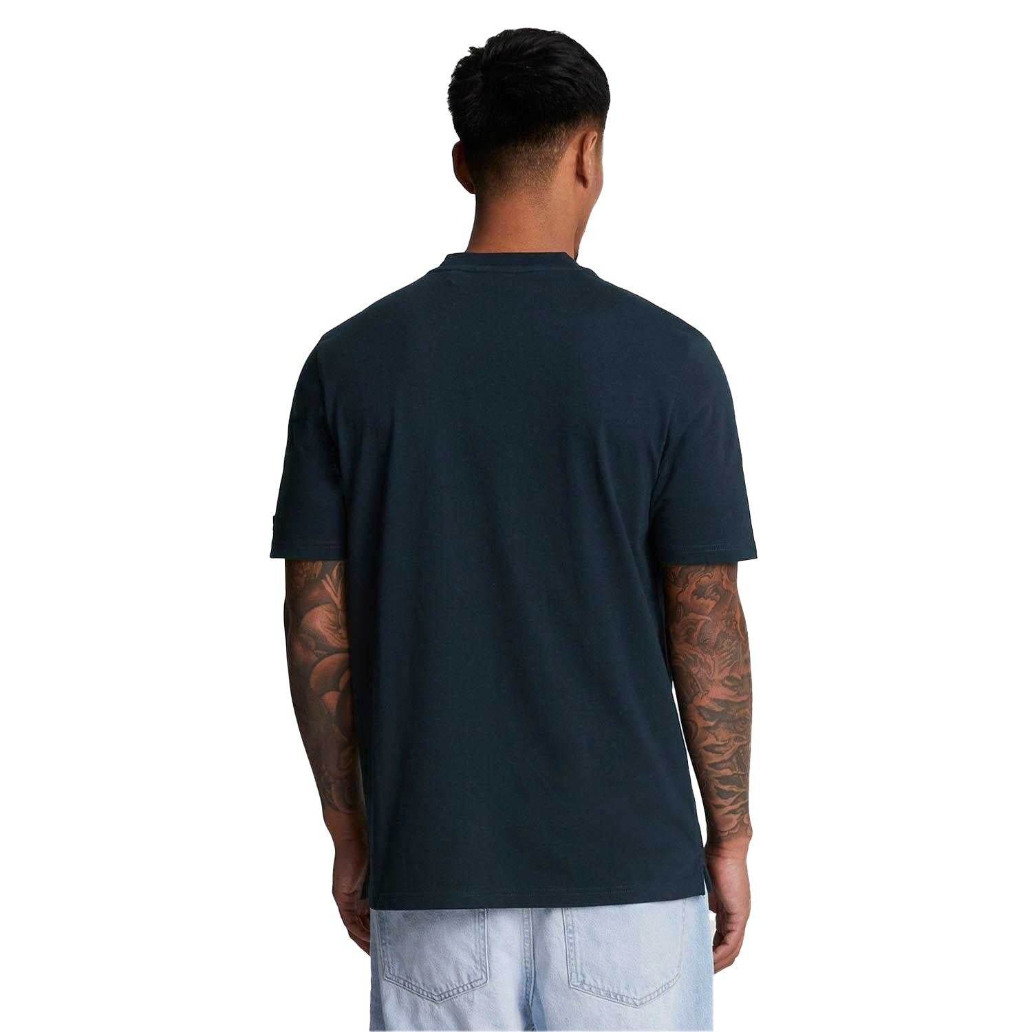 Navy - Back - Lyle & Scott Mens Stamp Logo T-Shirt