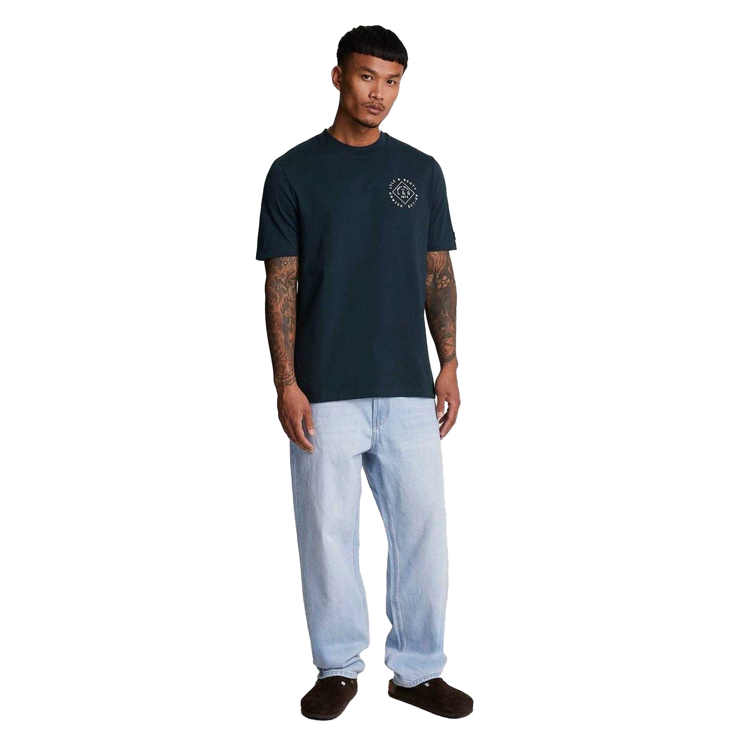 Navy - Lifestyle - Lyle & Scott Mens Stamp Logo T-Shirt