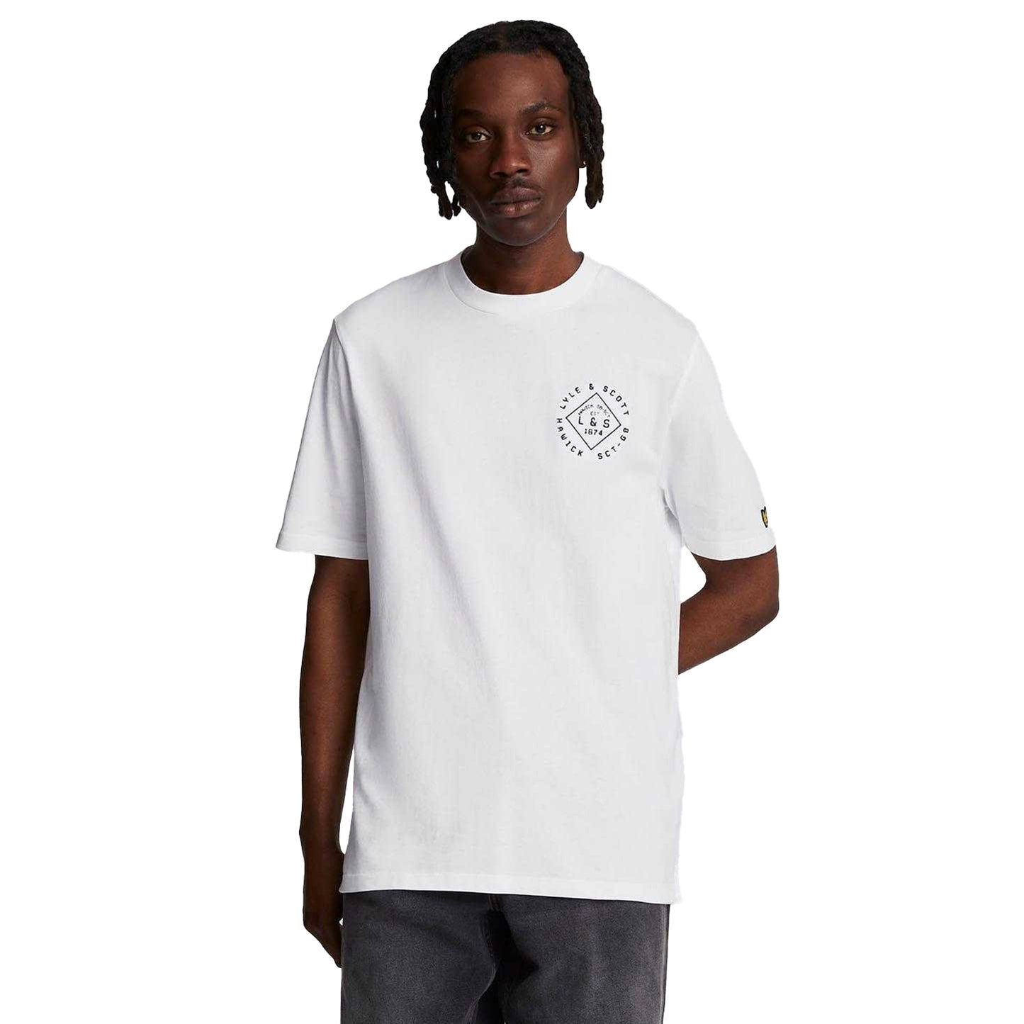 White - Side - Lyle & Scott Mens Stamp Logo T-Shirt
