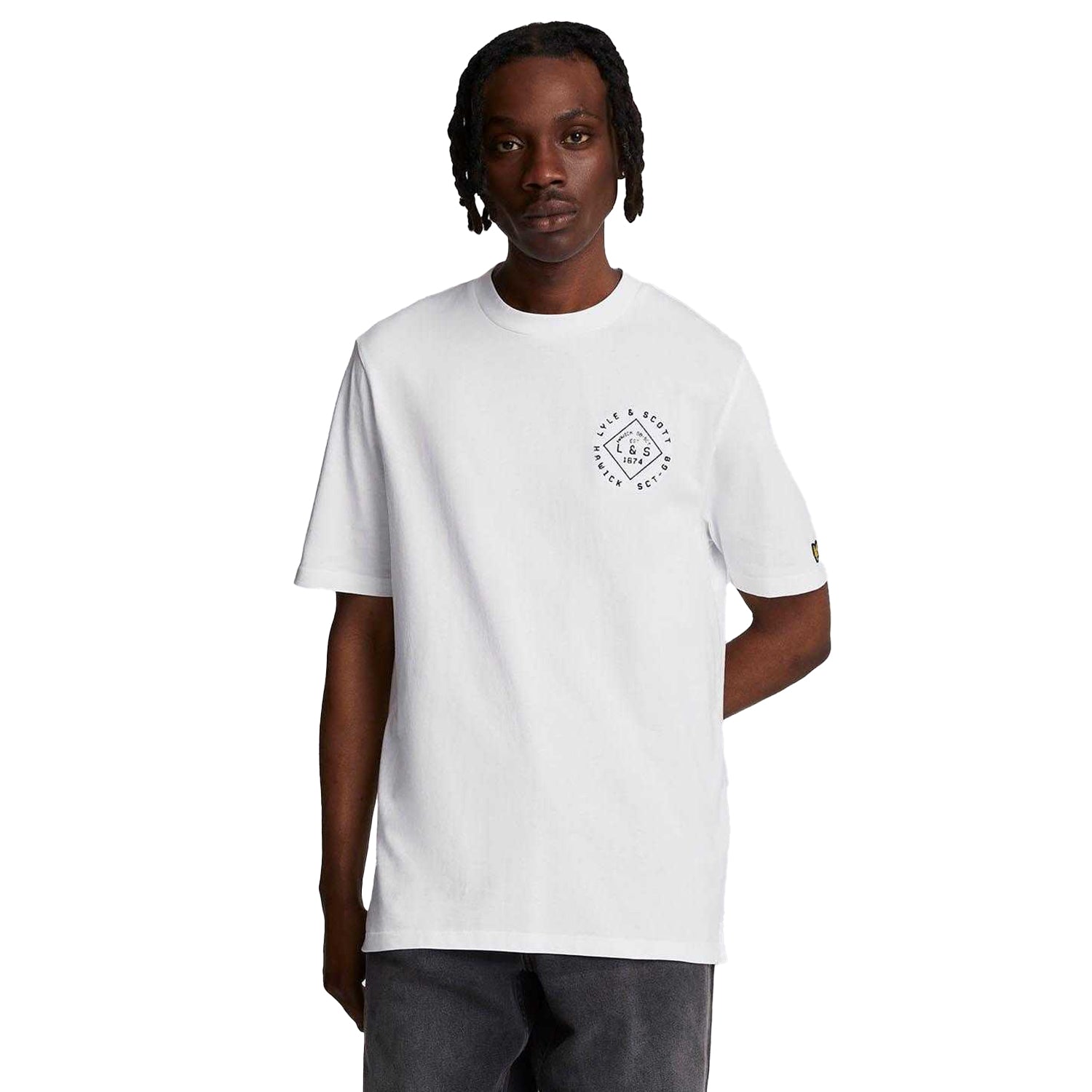 White - Side - Lyle & Scott Mens Stamp Logo T-Shirt