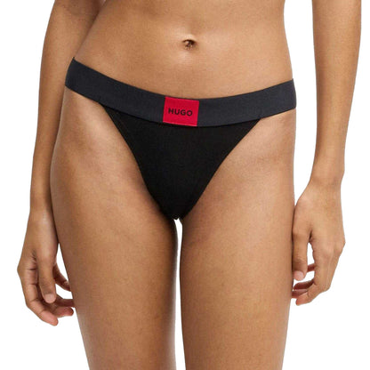Black-Red - Side - Hugo Womens-Ladies String Label Thong
