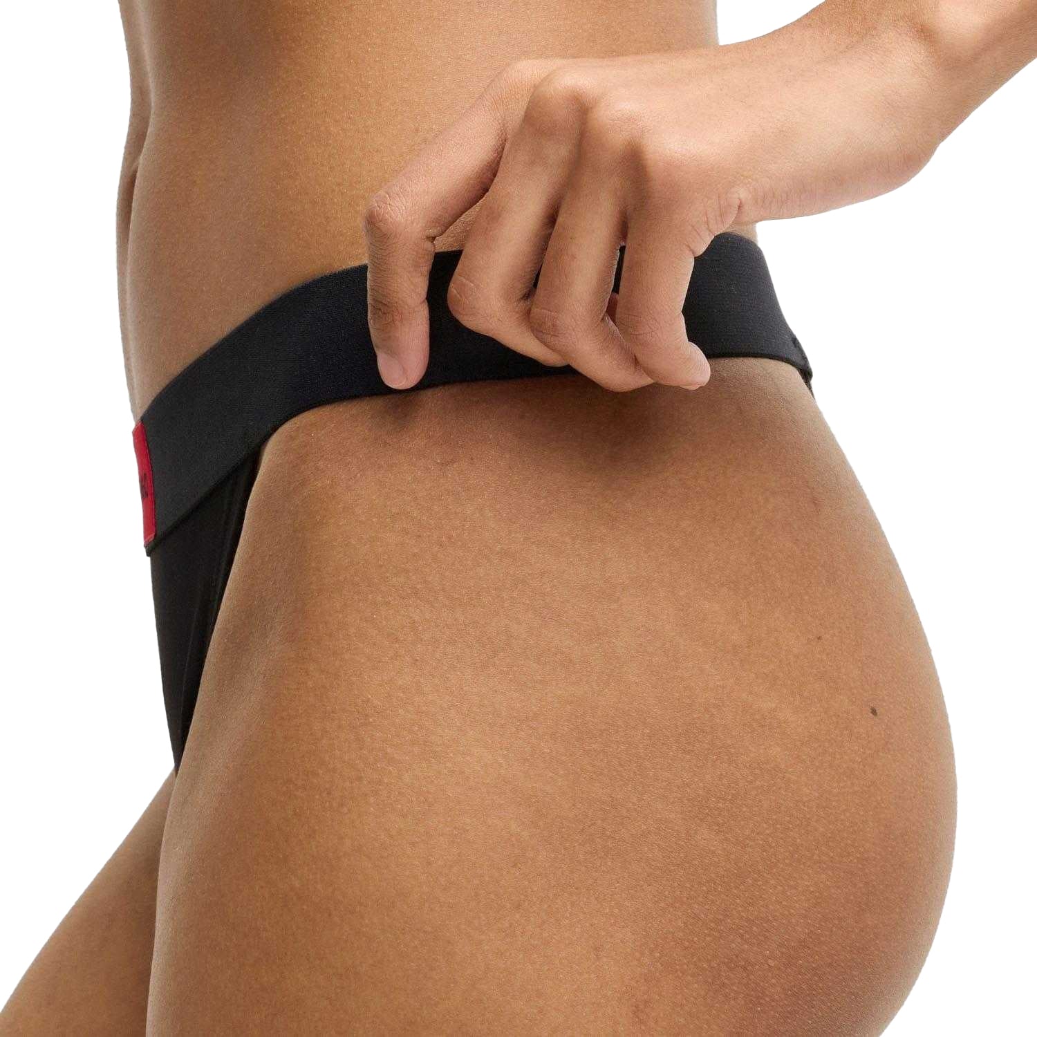 Black-Red - Lifestyle - Hugo Womens-Ladies String Label Thong