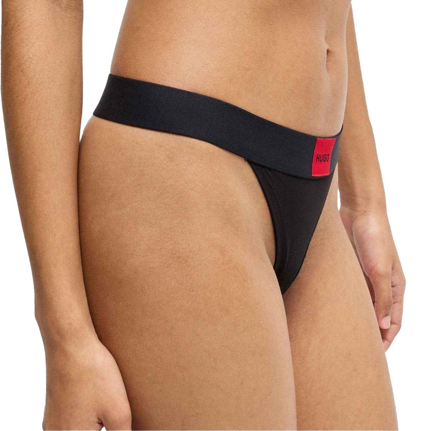Black-Red - Pack Shot - Hugo Womens-Ladies String Label Thong