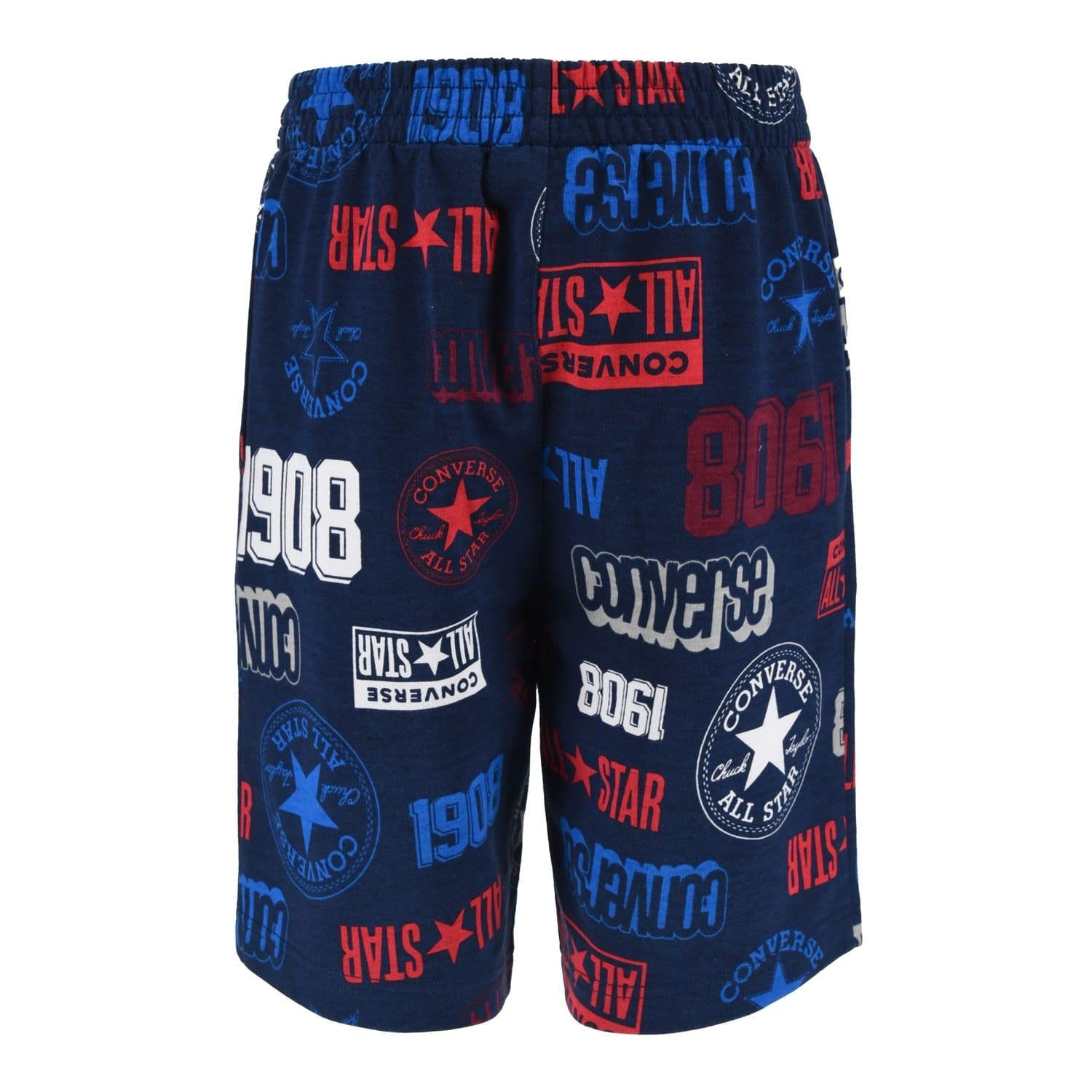 Navy - Back - Converse Boys All-Over Print Logo Shorts