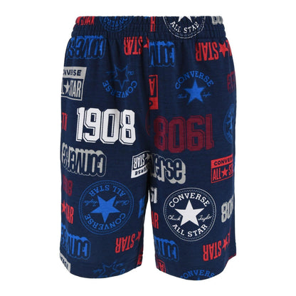 Navy - Front - Converse Boys All-Over Print Logo Shorts