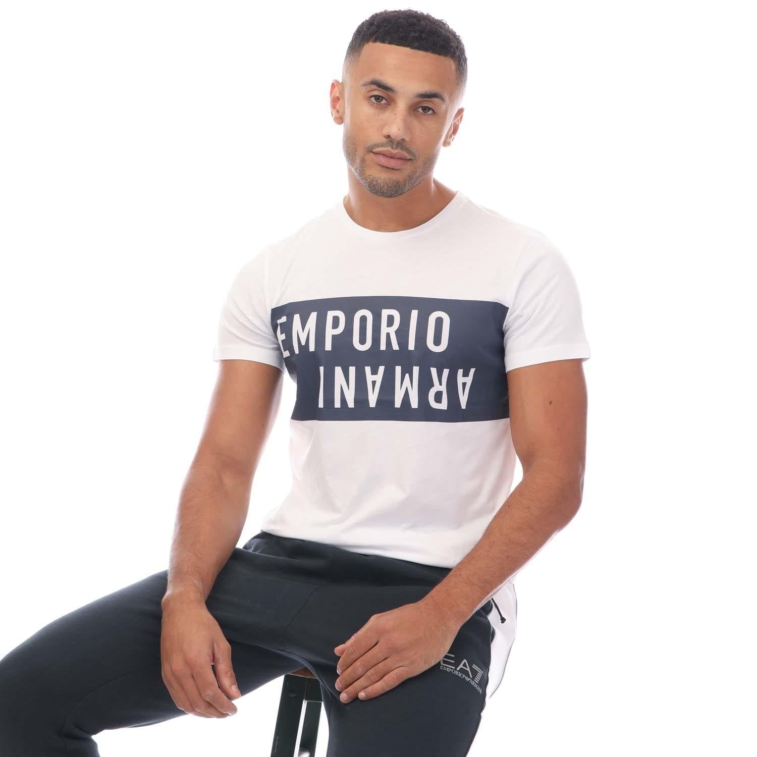 White-Navy - Lifestyle - Emporio Armani Mens Crew Neck T-Shirt