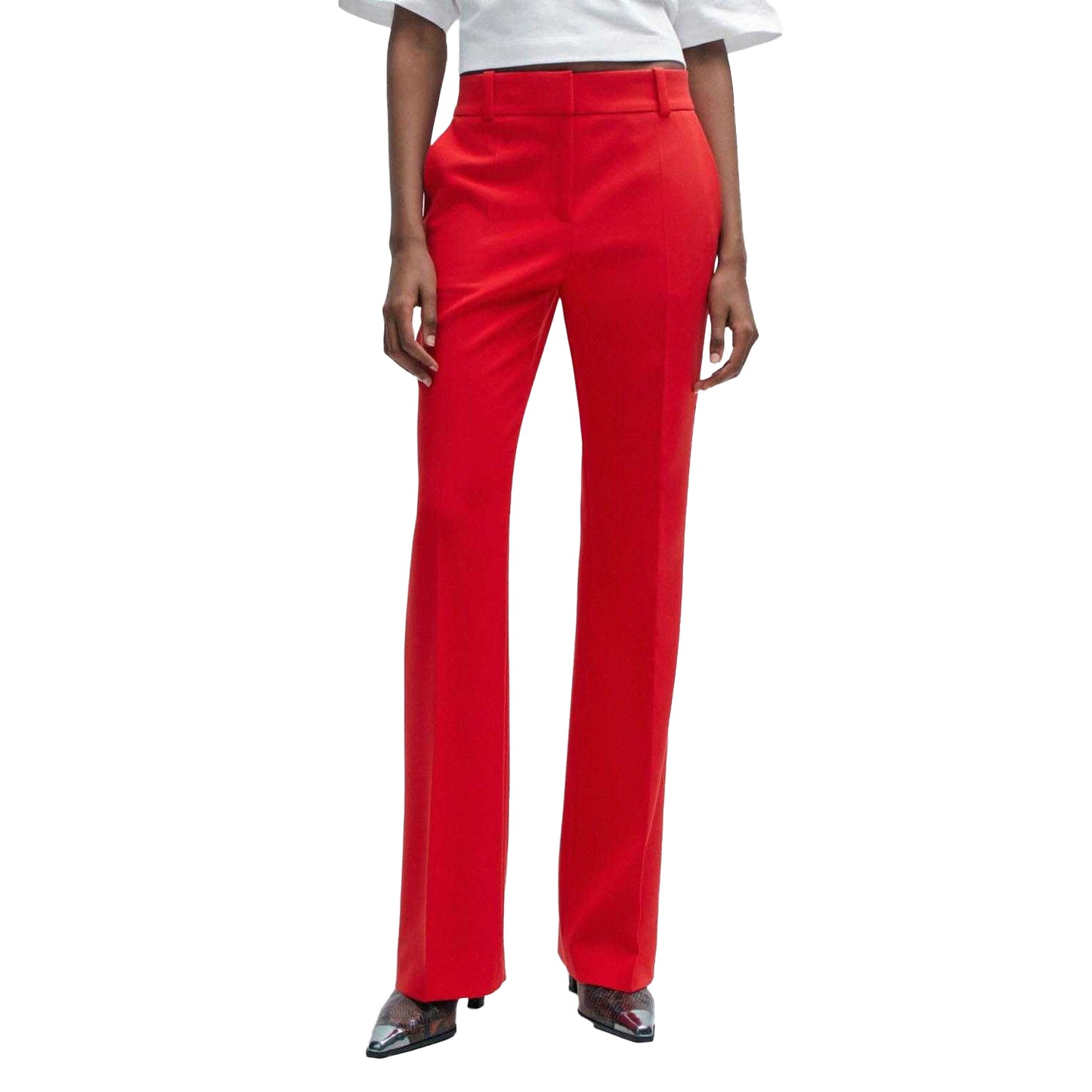 Red - Side - Hugo Womens-Ladies Hovani Regular Trousers