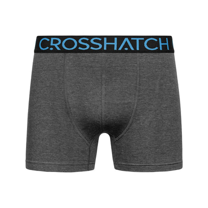 Grey - Side - Crosshatch Mens Chasma Boxer Shorts (Pack of 3)
