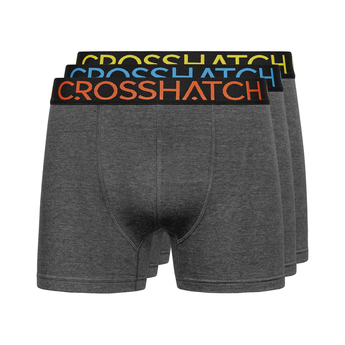 Grey - Front - Crosshatch Mens Chasma Boxer Shorts (Pack of 3)