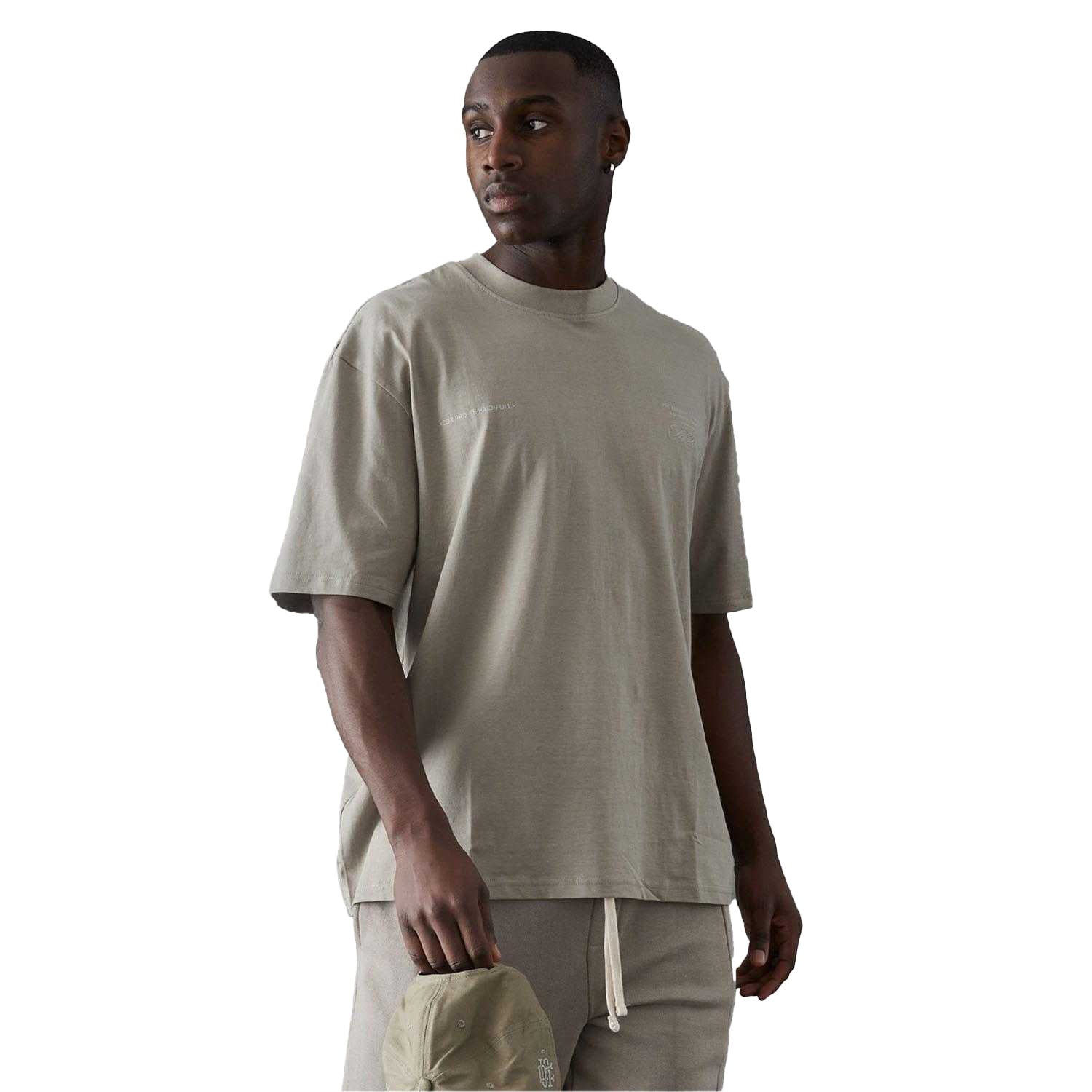 Stone - Front - Fiftyfive Mens Bourges Crew Neck T-Shirt