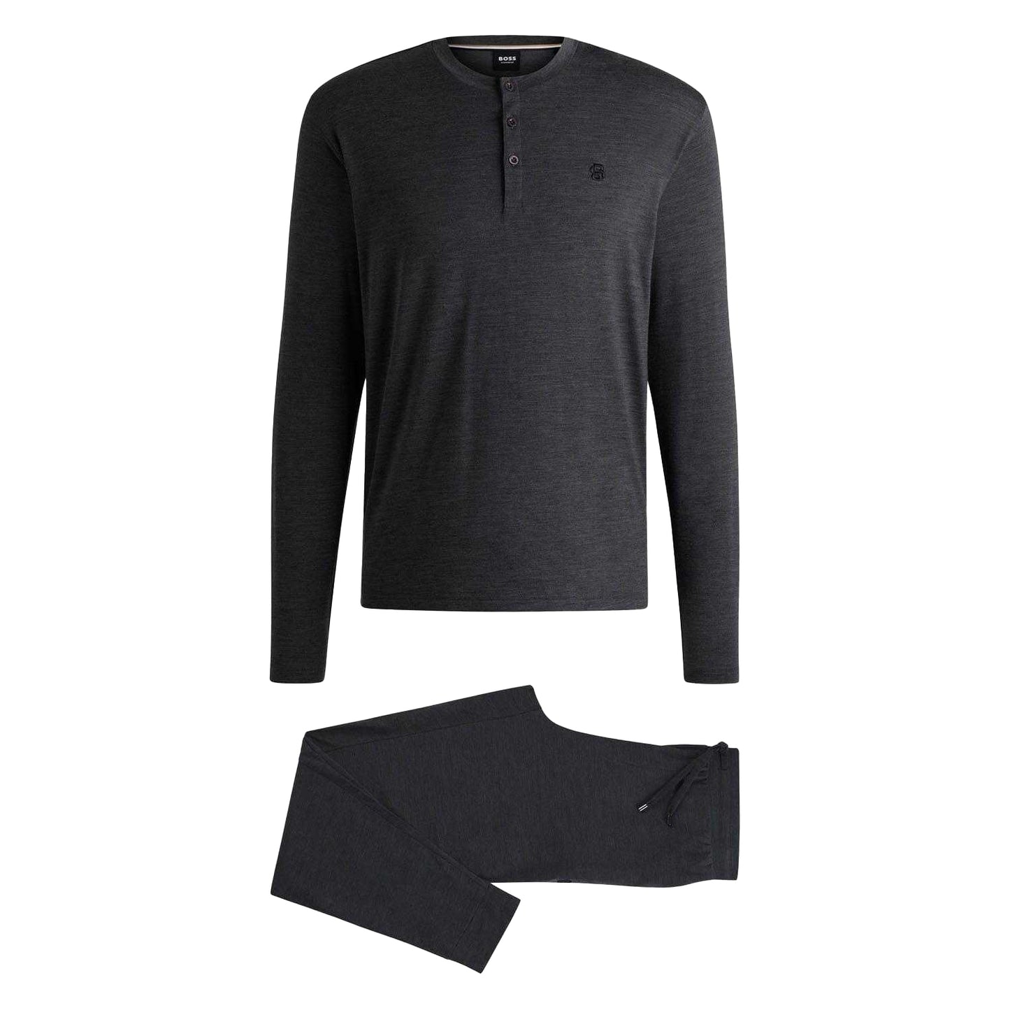 Grey - Front - Boss Mens Double B Monogram Pyjama Set