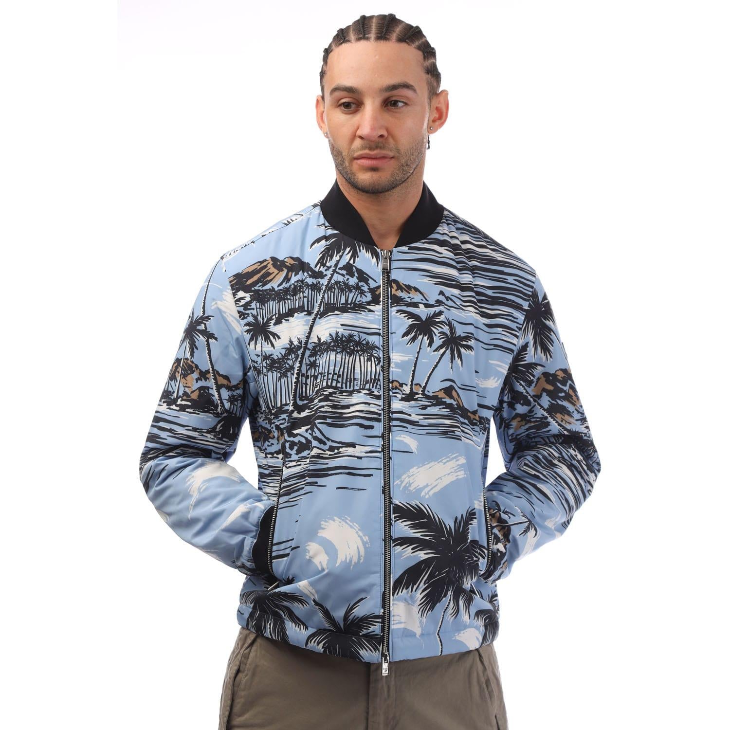 Blue - Side - Boss Mens Clovis Bomber Jacket