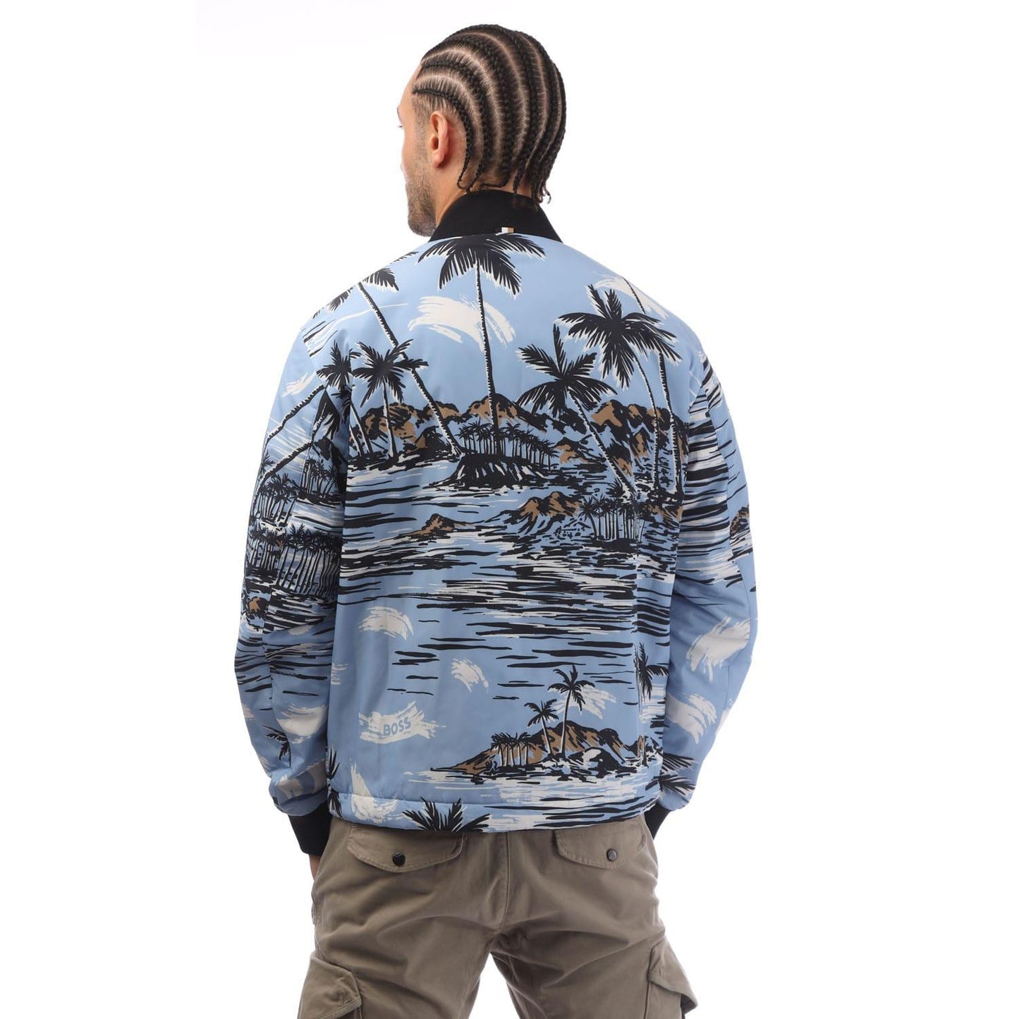 Blue - Back - Boss Mens Clovis Bomber Jacket
