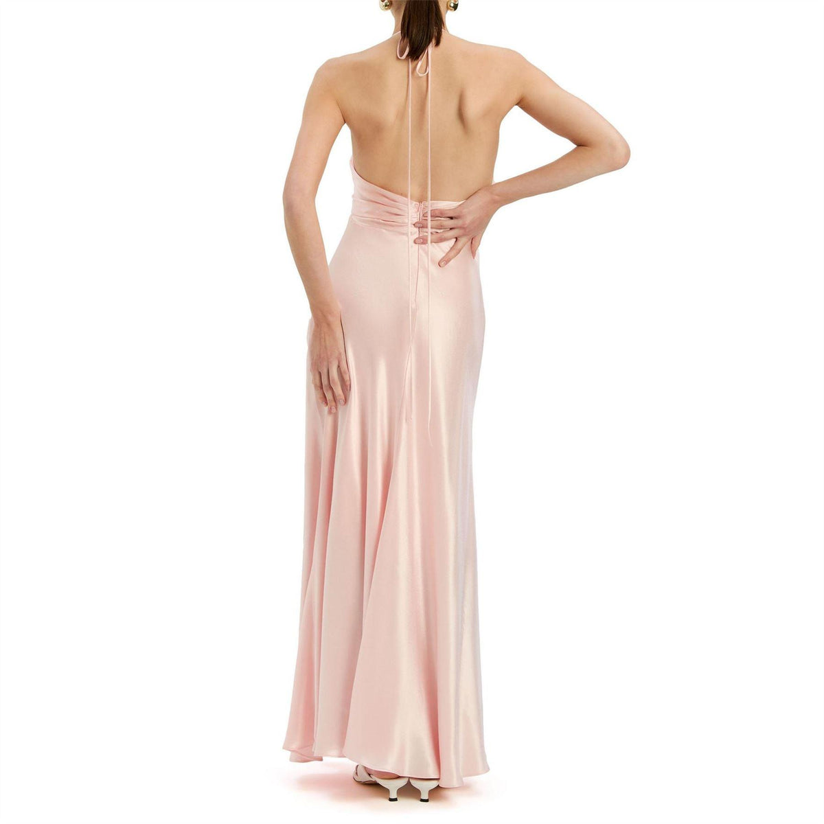 Pink - Back - Bardot Womens Isola Halter Neck Viscose Maxi Dress