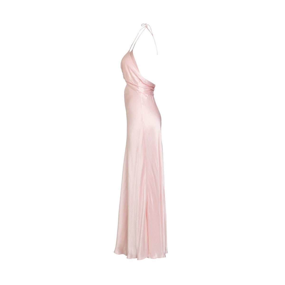 Pink - Side - Bardot Womens Isola Halter Neck Viscose Maxi Dress