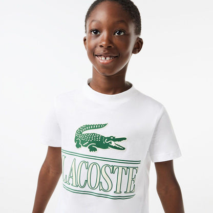 White - Side - Lacoste Childrens-Kids Logo T-Shirt