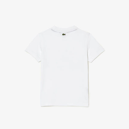 White - Close up - Lacoste Childrens-Kids Logo T-Shirt
