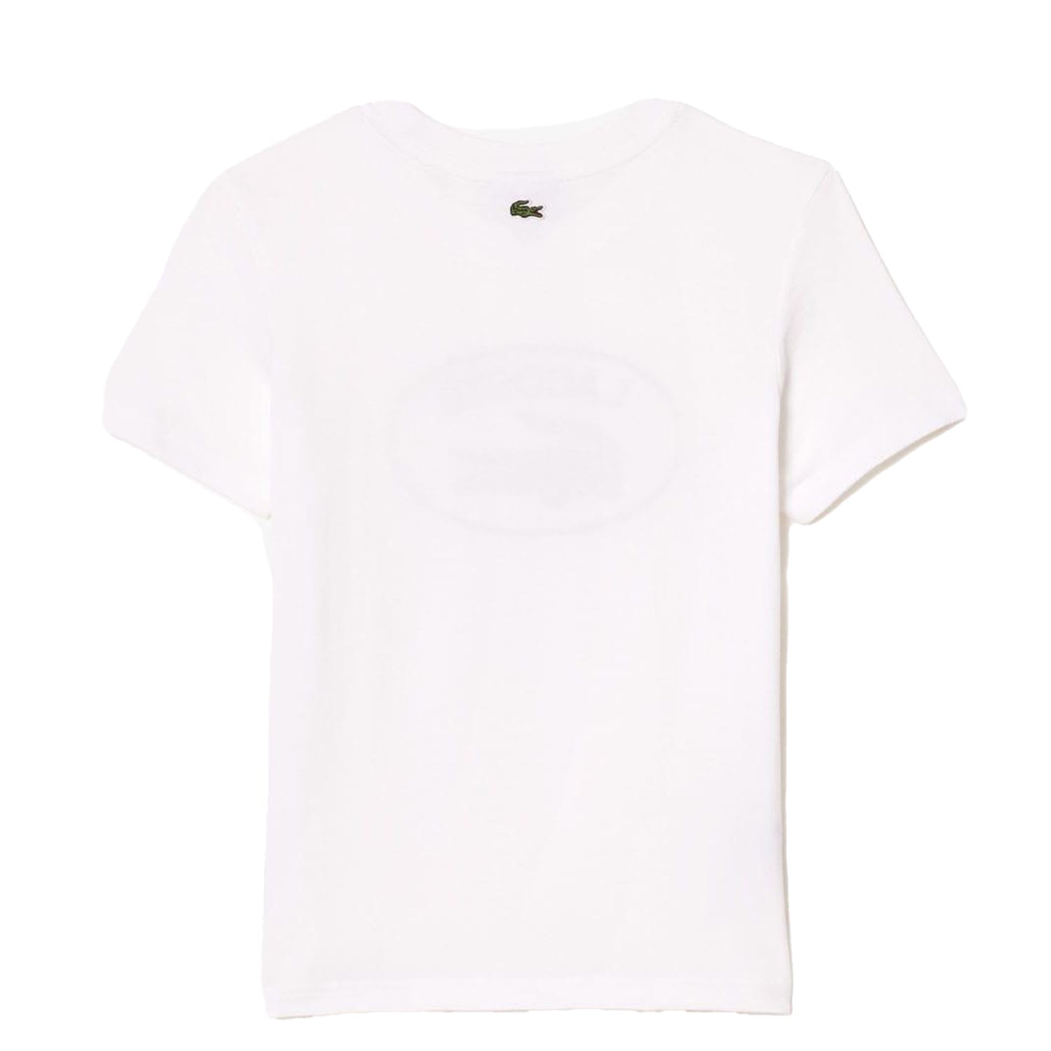 White - Back - Lacoste Childrens-Kids Contrast Logo Cotton Jersey T-Shirt