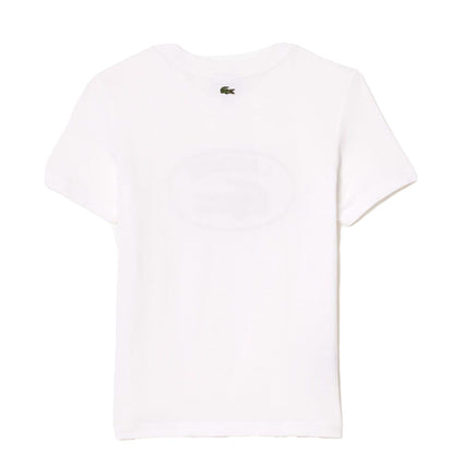 White - Back - Lacoste Childrens-Kids Contrast Logo Cotton Jersey T-Shirt