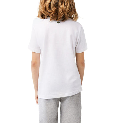 White - Lifestyle - Lacoste Childrens-Kids Contrast Logo Cotton Jersey T-Shirt
